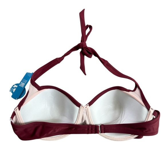 Cupshe New with Tags Keep It Cool Paneled Halter Underwire Red Bikini Top - Picture 2 of 5